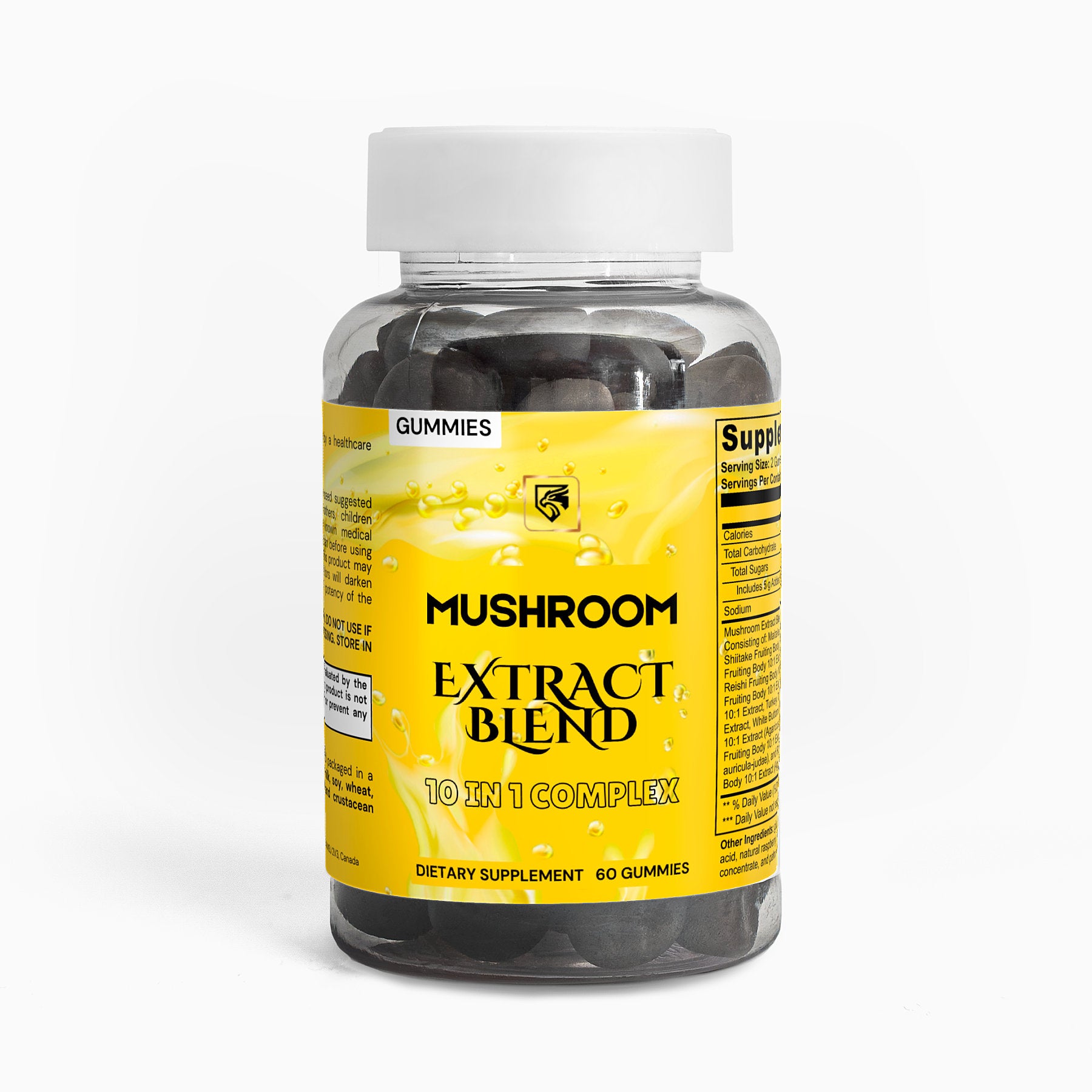 Mushroom Extract Complex Gummies – 60 Vegan Gummies (Raspberry Flavor)