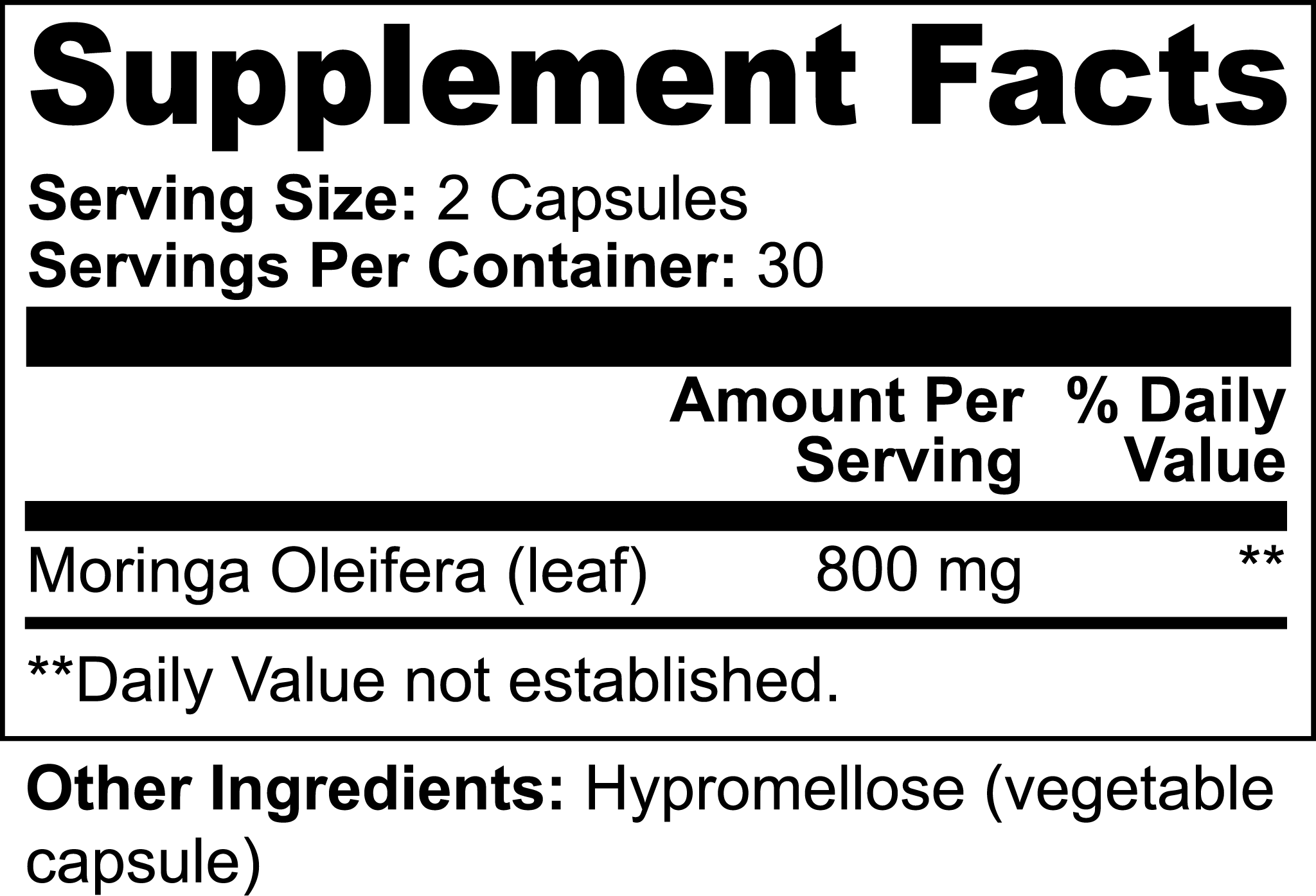 Moringa Oleifera Supplement - 60 Vegan Capsules for Daily Nutrition