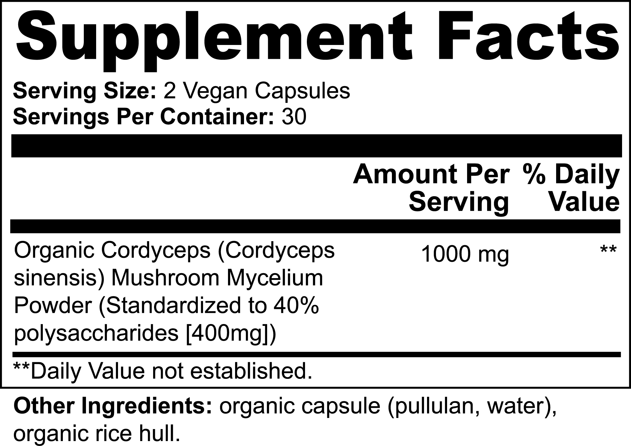 Cordyceps Mushroom Capsules – 60 Vegan Capsules